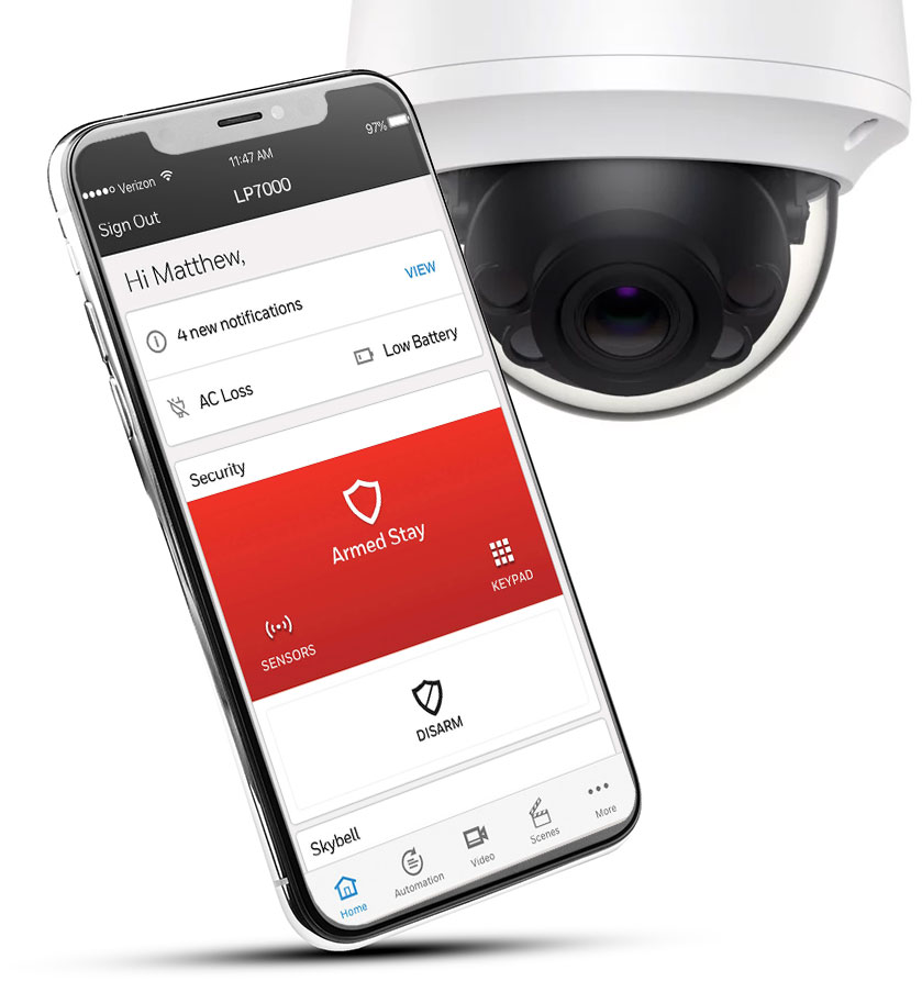 Phone application for integrated security systems